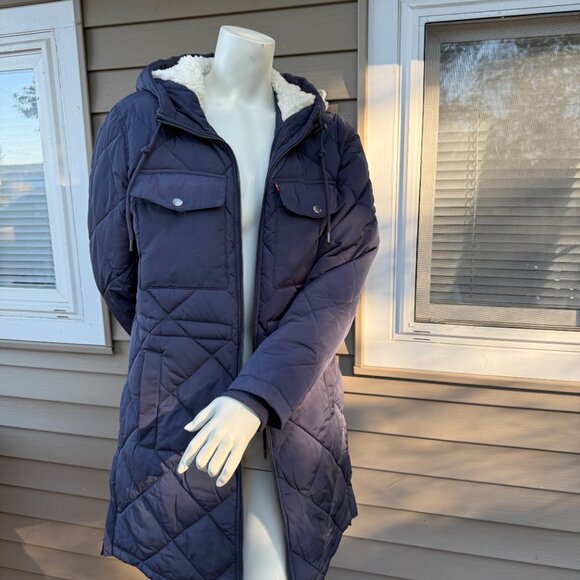 Quilted Parka with Sherpa Lined Hood - Picture 2 of 11